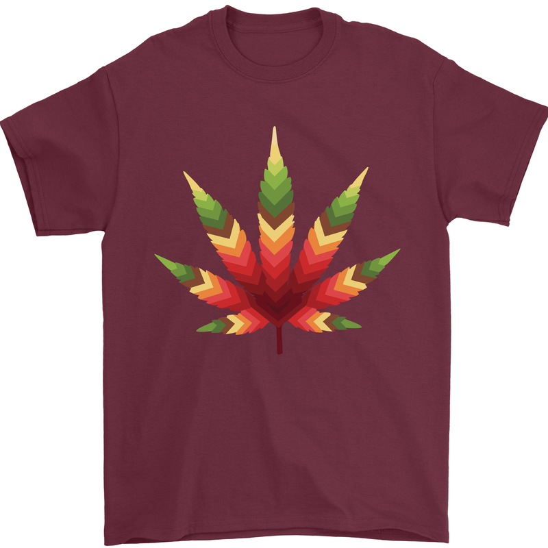 Cannabis Leaf Weed Drugs Marijuana Weed Mens T-Shirt 100% Cotton Maroon