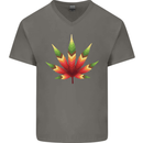 Cannabis Leaf Weed Drugs Marijuana Weed Mens V-Neck Cotton T-Shirt Charcoal