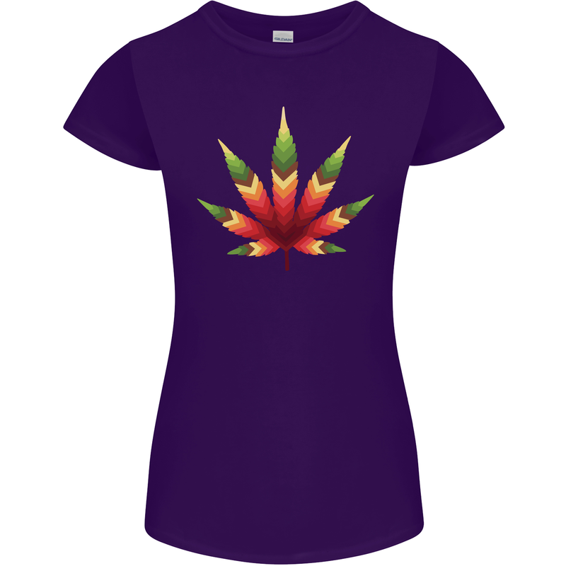 Cannabis Leaf Weed Drugs Marijuana Weed Womens Petite Cut T-Shirt Purple