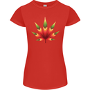 Cannabis Leaf Weed Drugs Marijuana Weed Womens Petite Cut T-Shirt Red