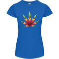 Cannabis Leaf Weed Drugs Marijuana Weed Womens Petite Cut T-Shirt Royal Blue