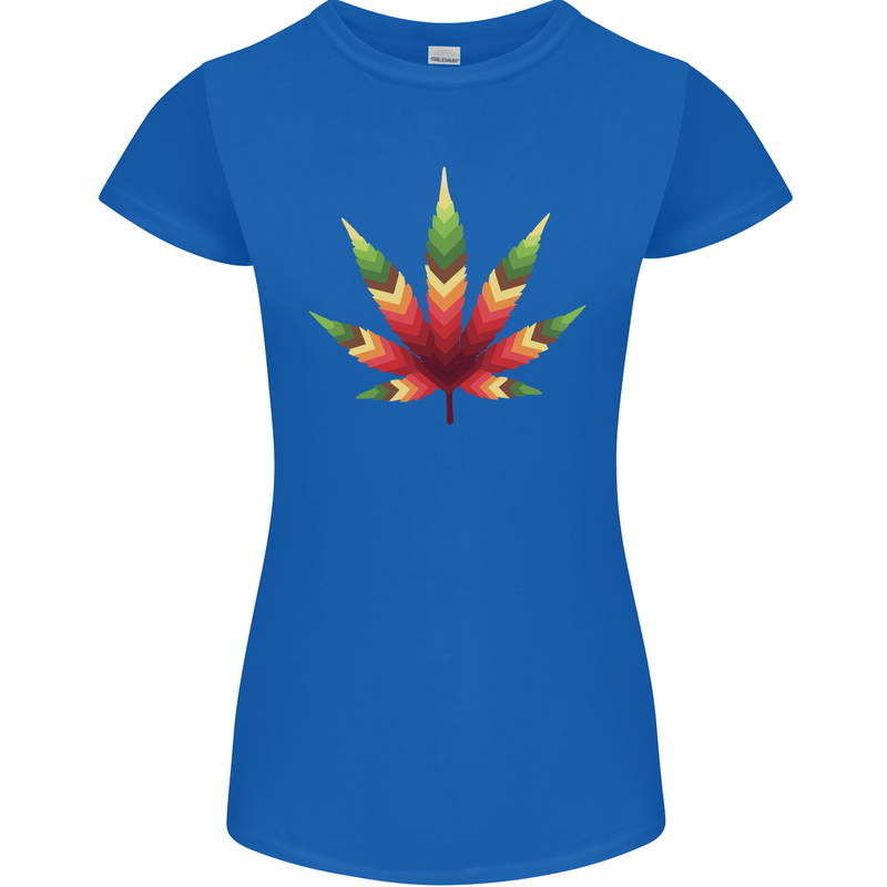 Cannabis Leaf Weed Drugs Marijuana Weed Womens Petite Cut T-Shirt Royal Blue