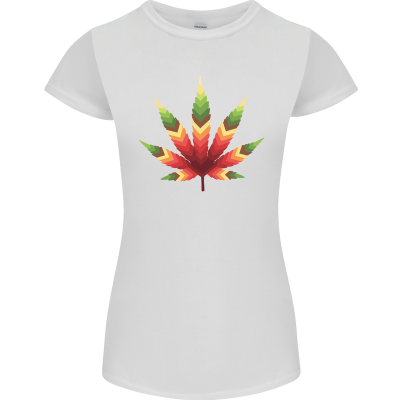 Cannabis Leaf Weed Drugs Marijuana Weed Womens Petite Cut T-Shirt White