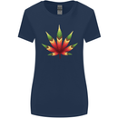 Cannabis Leaf Weed Drugs Marijuana Weed Womens Wider Cut T-Shirt Navy Blue