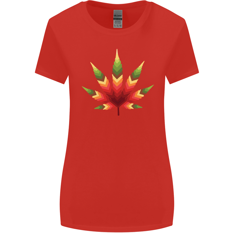Cannabis Leaf Weed Drugs Marijuana Weed Womens Wider Cut T-Shirt Red