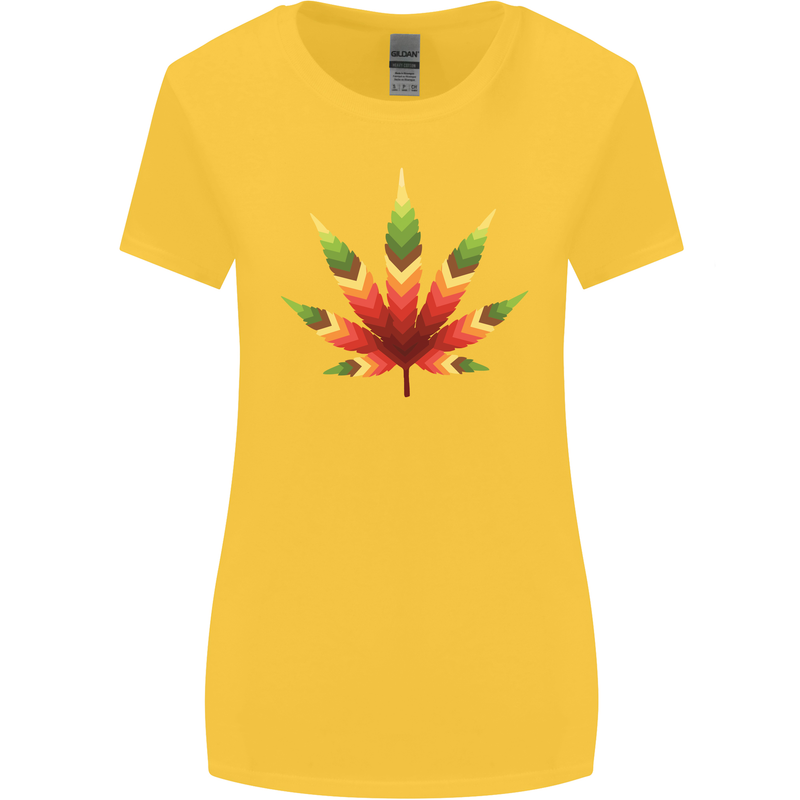 Cannabis Leaf Weed Drugs Marijuana Weed Womens Wider Cut T-Shirt Yellow