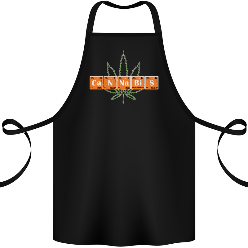 Cannabis Periodic Table Chemistry Weed Cotton Apron 100% Organic Black