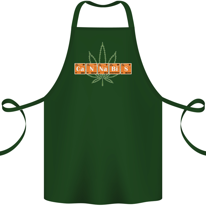 Cannabis Periodic Table Chemistry Weed Cotton Apron 100% Organic Forest Green