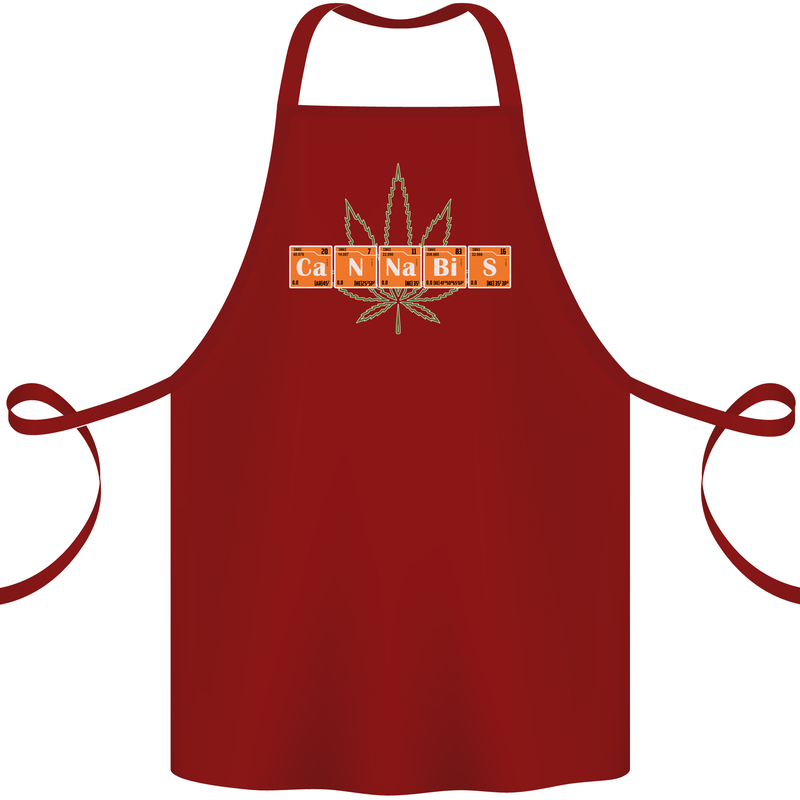 Cannabis Periodic Table Chemistry Weed Cotton Apron 100% Organic Maroon