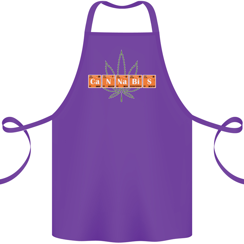 Cannabis Periodic Table Chemistry Weed Cotton Apron 100% Organic Purple