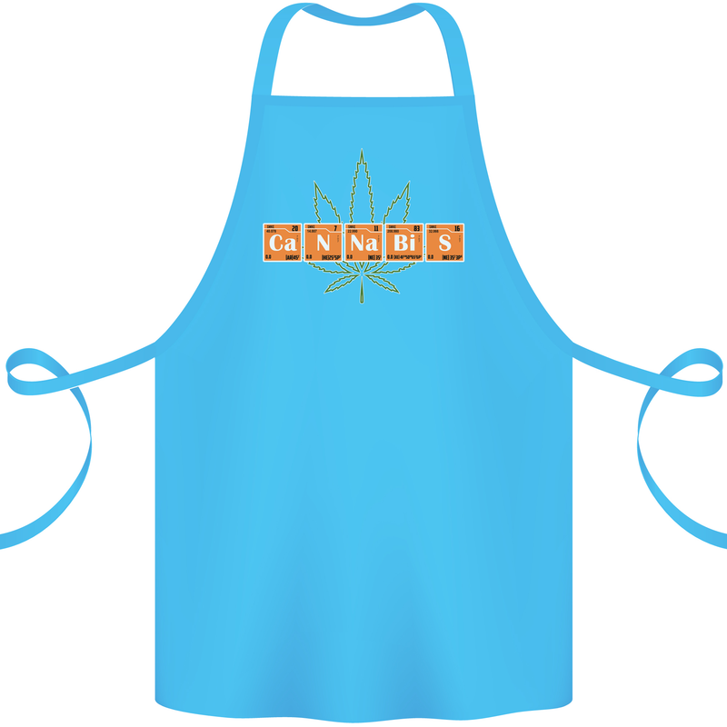 Cannabis Periodic Table Chemistry Weed Cotton Apron 100% Organic Turquoise