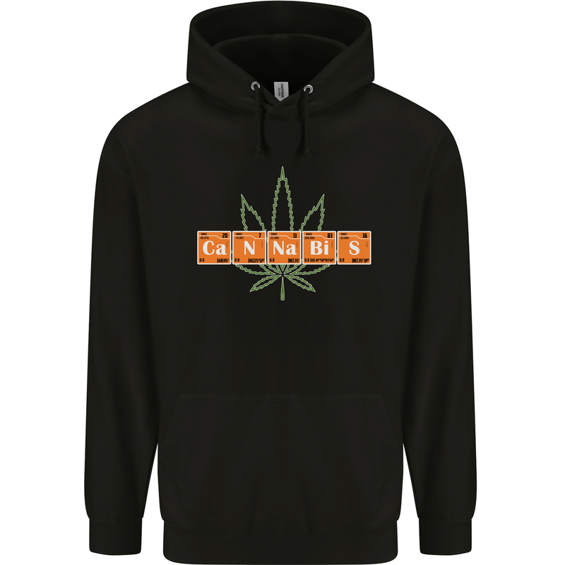 Cannabis Periodic Table Chemistry Weed Mens 80% Cotton Hoodie Black