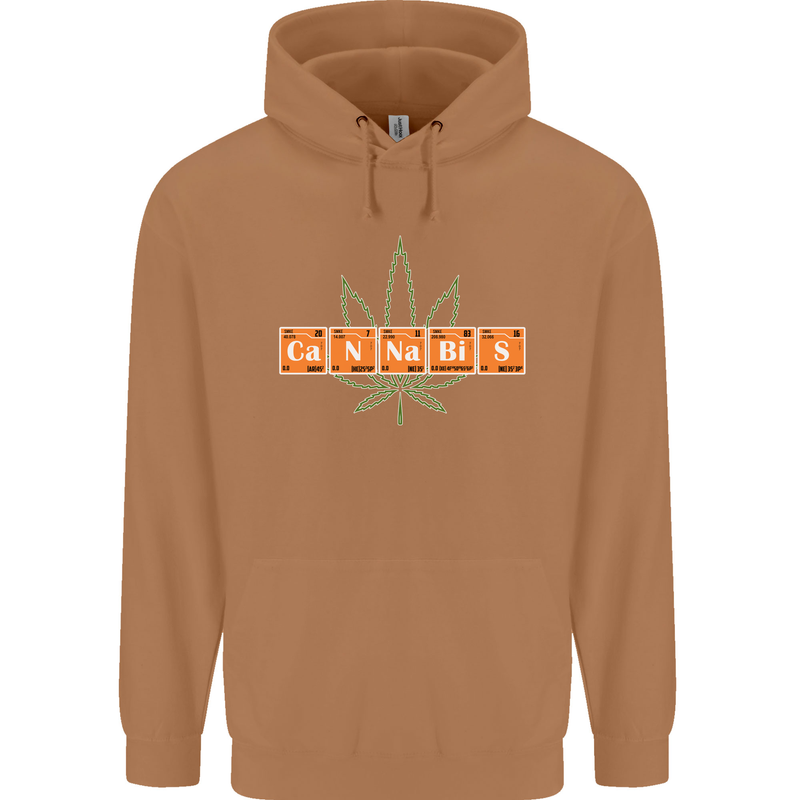 Cannabis Periodic Table Chemistry Weed Mens 80% Cotton Hoodie Caramel Latte