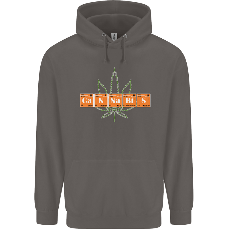 Cannabis Periodic Table Chemistry Weed Mens 80% Cotton Hoodie Charcoal