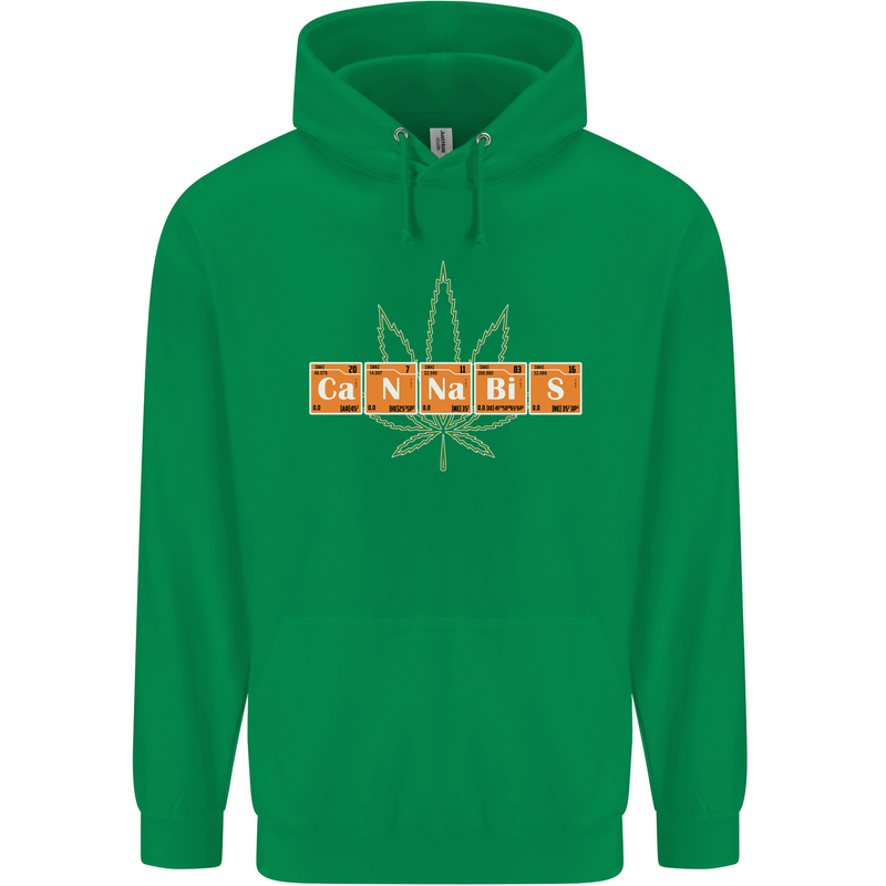 Cannabis Periodic Table Chemistry Weed Mens 80% Cotton Hoodie Irish Green
