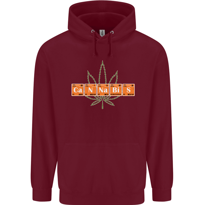 Cannabis Periodic Table Chemistry Weed Mens 80% Cotton Hoodie Maroon