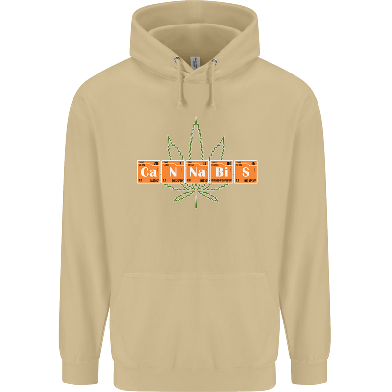 Cannabis Periodic Table Chemistry Weed Mens 80% Cotton Hoodie Sand