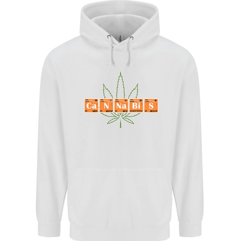 Cannabis Periodic Table Chemistry Weed Mens 80% Cotton Hoodie White