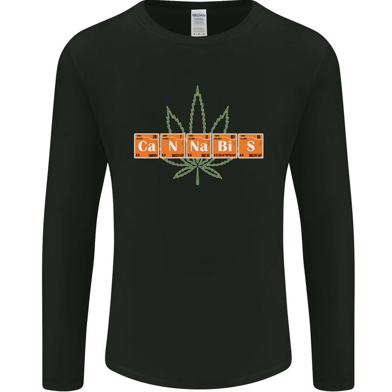 Cannabis Periodic Table Chemistry Weed Mens Long Sleeve T-Shirt Black