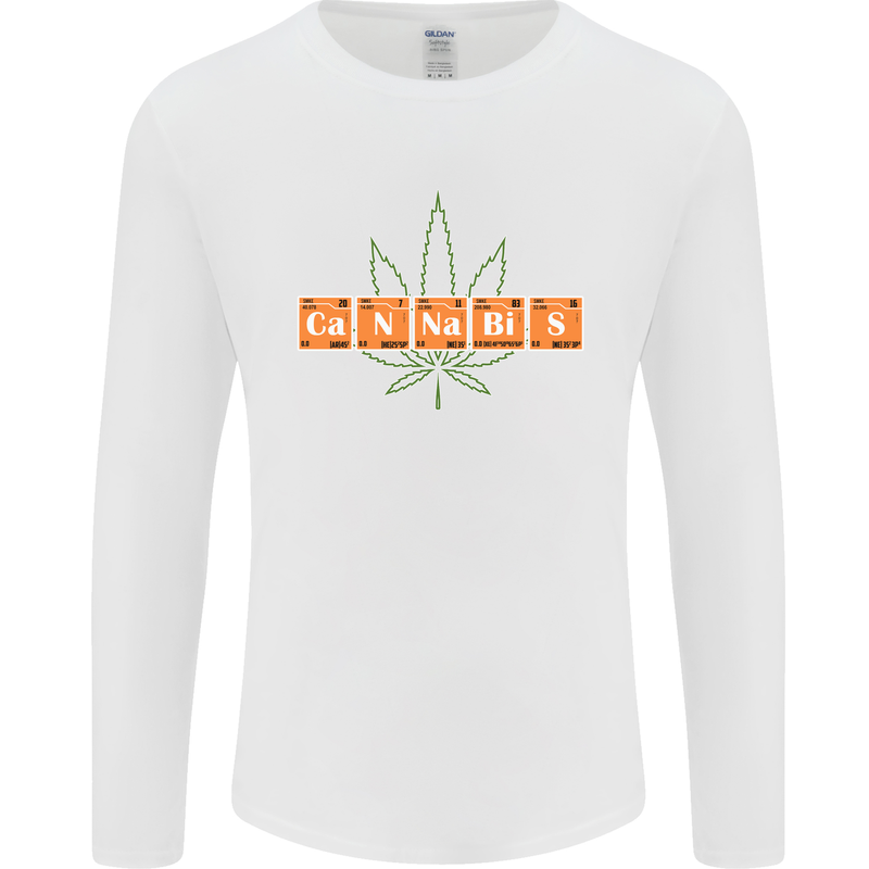 Cannabis Periodic Table Chemistry Weed Mens Long Sleeve T-Shirt White