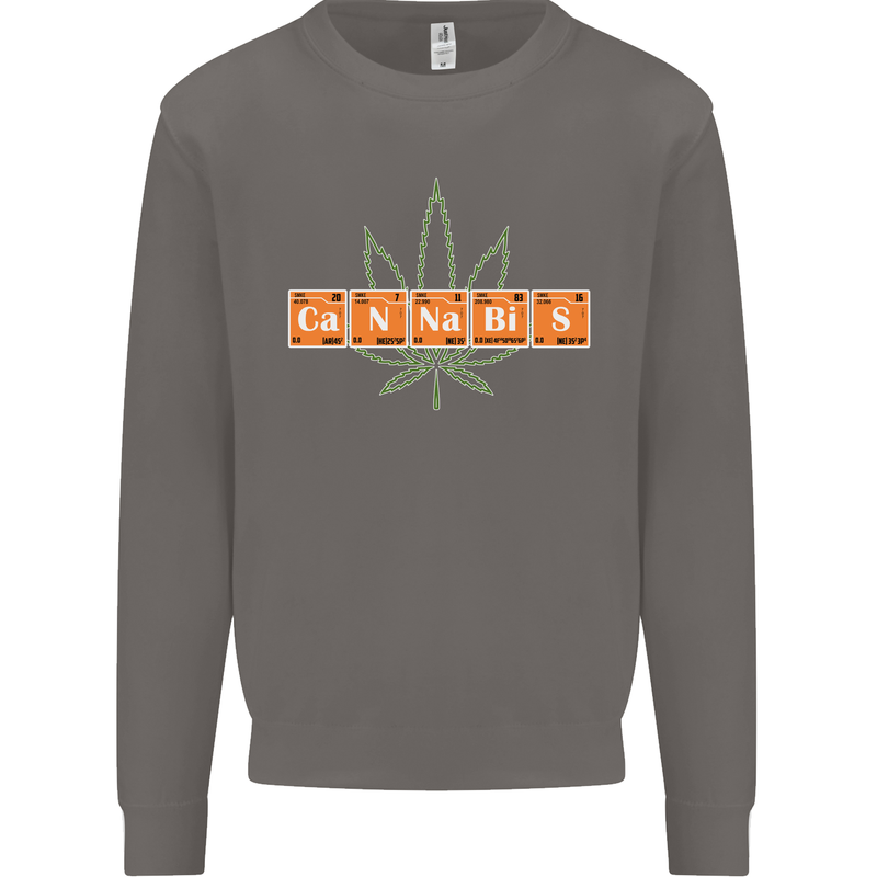 Cannabis Periodic Table Chemistry Weed Mens Sweatshirt Jumper Charcoal