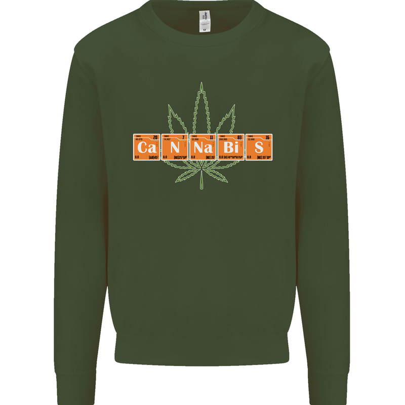 Cannabis Periodic Table Chemistry Weed Mens Sweatshirt Jumper Forest Green