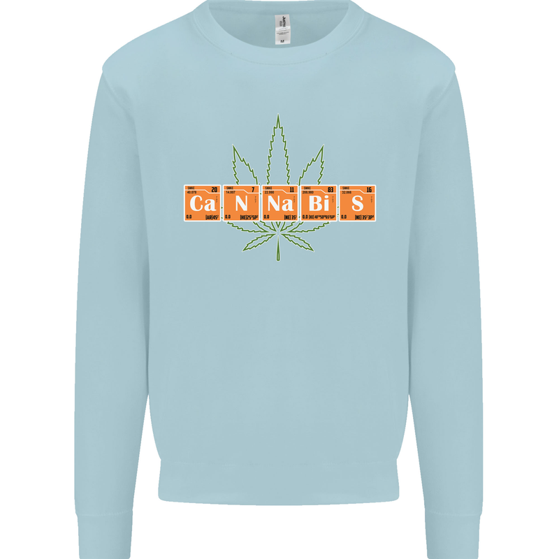Cannabis Periodic Table Chemistry Weed Mens Sweatshirt Jumper Light Blue