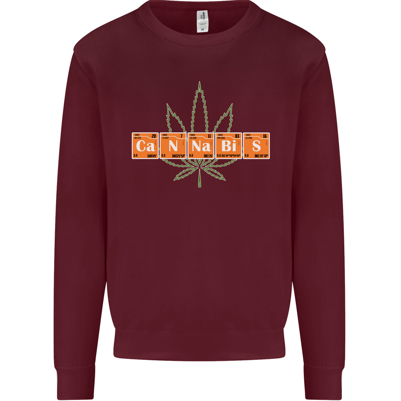 Cannabis Periodic Table Chemistry Weed Mens Sweatshirt Jumper Maroon