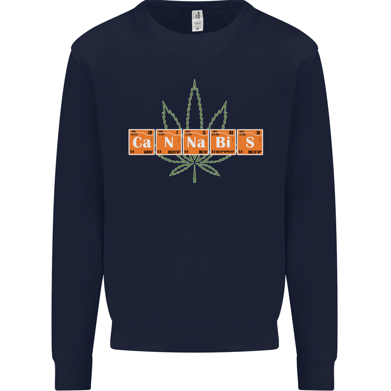 Cannabis Periodic Table Chemistry Weed Mens Sweatshirt Jumper Navy Blue