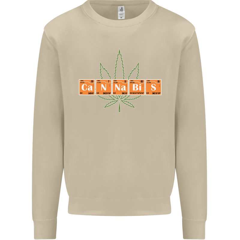 Cannabis Periodic Table Chemistry Weed Mens Sweatshirt Jumper Sand