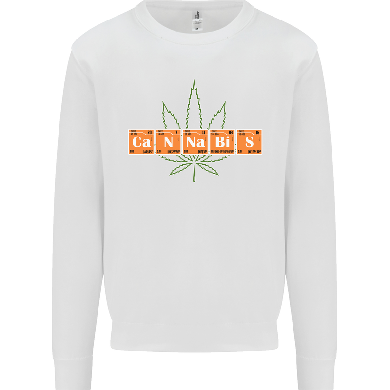 Cannabis Periodic Table Chemistry Weed Mens Sweatshirt Jumper White