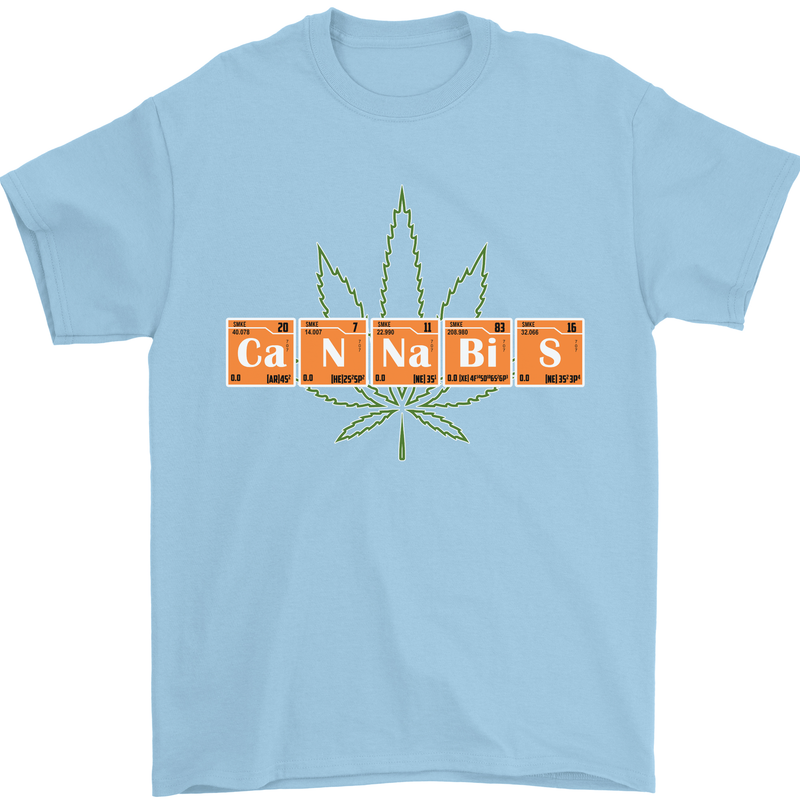 Cannabis Periodic Table Chemistry Weed Mens T-Shirt Cotton Gildan Light Blue