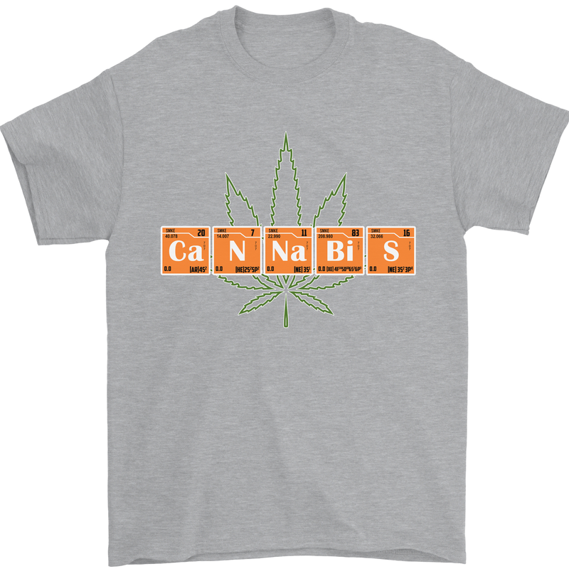 Cannabis Periodic Table Chemistry Weed Mens T-Shirt Cotton Gildan Sports Grey