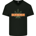 Cannabis Periodic Table Chemistry Weed Mens V-Neck Cotton T-Shirt Black