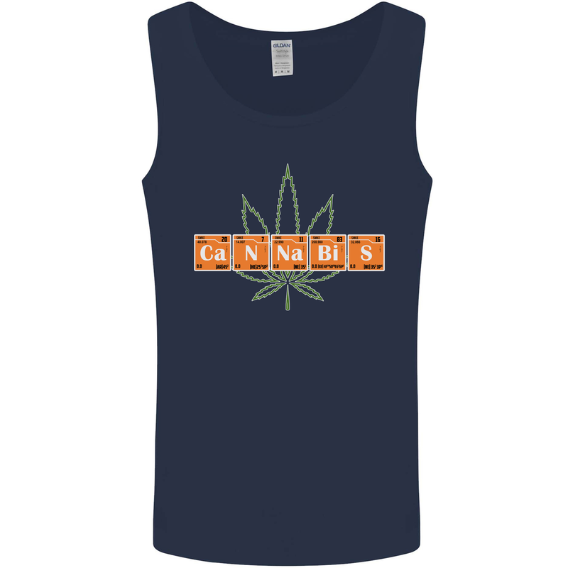 Cannabis Periodic Table Chemistry Weed Mens Vest Tank Top Navy Blue