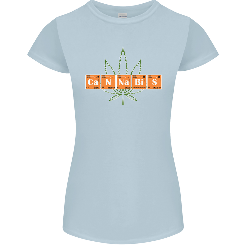 Cannabis Periodic Table Chemistry Weed Womens Petite Cut T-Shirt Light Blue