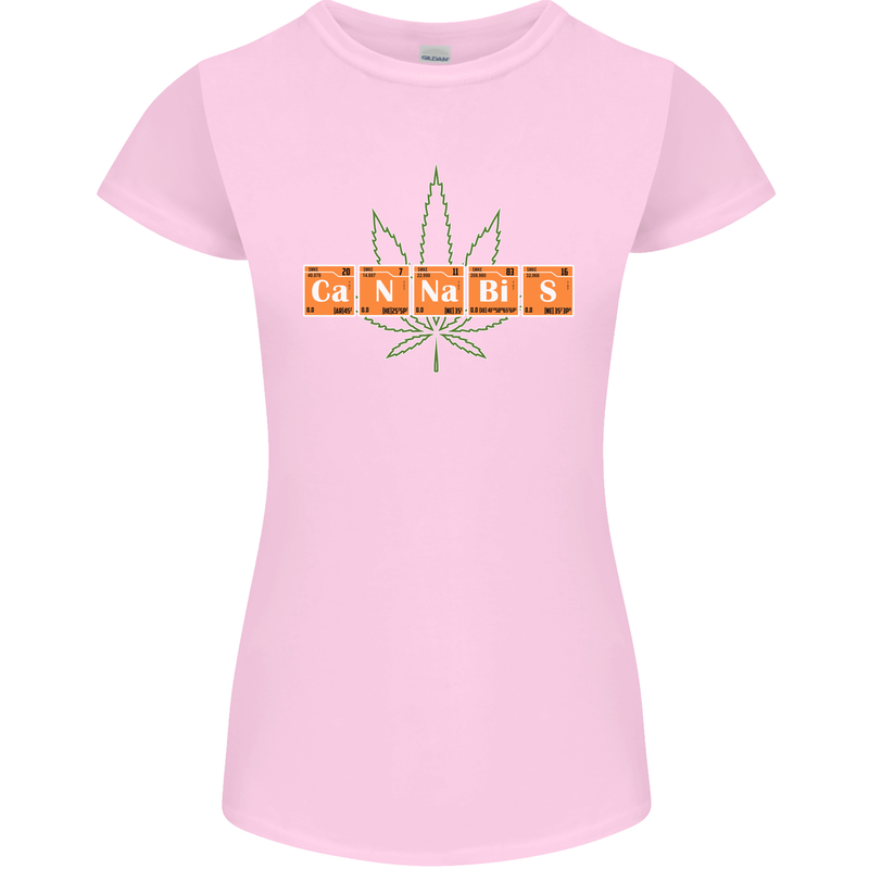 Cannabis Periodic Table Chemistry Weed Womens Petite Cut T-Shirt Light Pink