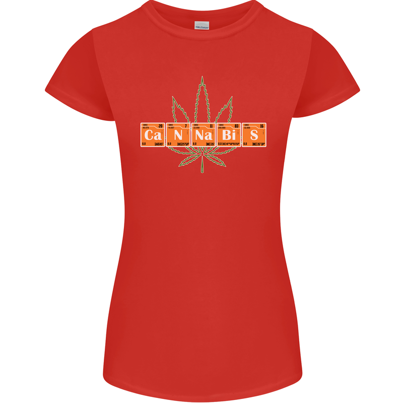 Cannabis Periodic Table Chemistry Weed Womens Petite Cut T-Shirt Red
