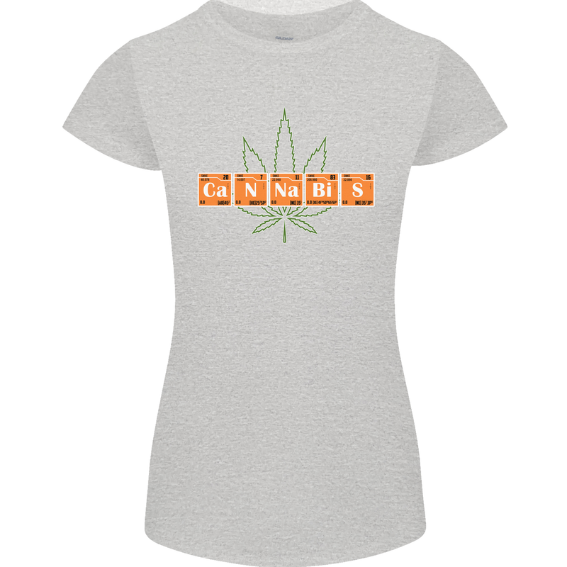 Cannabis Periodic Table Chemistry Weed Womens Petite Cut T-Shirt Sports Grey