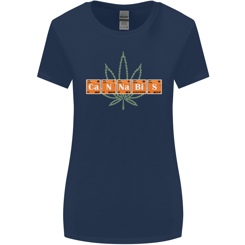Cannabis Periodic Table Chemistry Weed Womens Wider Cut T-Shirt Navy Blue