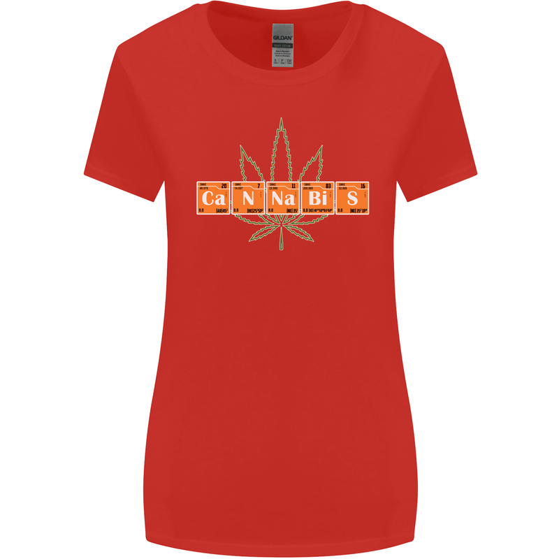 Cannabis Periodic Table Chemistry Weed Womens Wider Cut T-Shirt Red