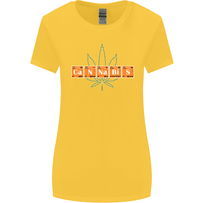 Cannabis Periodic Table Chemistry Weed Womens Wider Cut T-Shirt Yellow