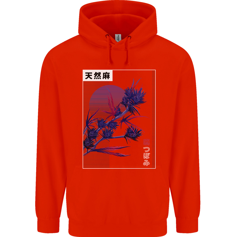 Cannabis Vaporwave Drugs Marijuana Weed Childrens Kids Hoodie Bright Red
