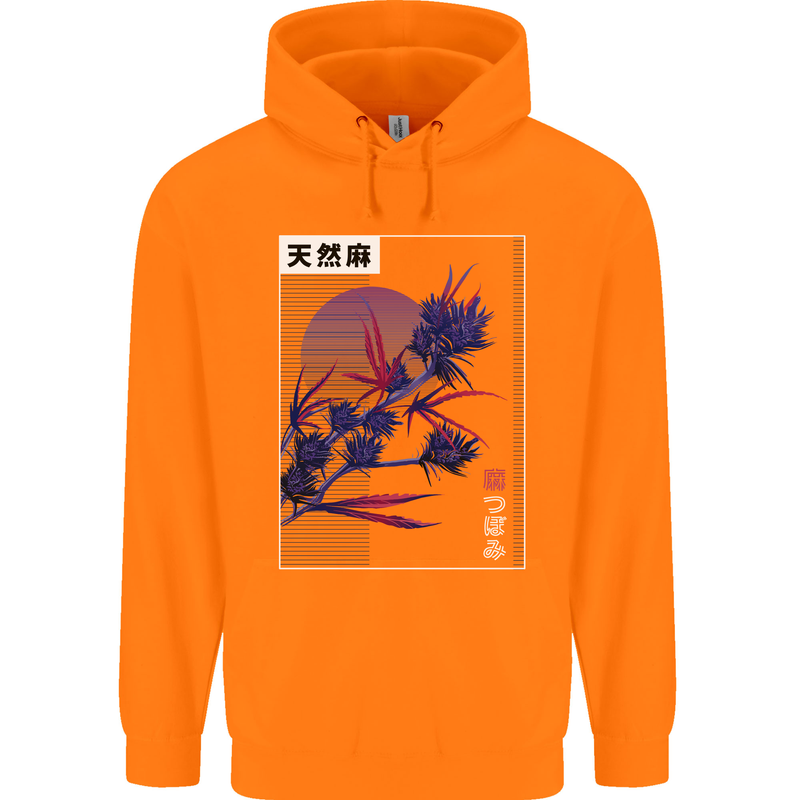Cannabis Vaporwave Drugs Marijuana Weed Childrens Kids Hoodie Orange