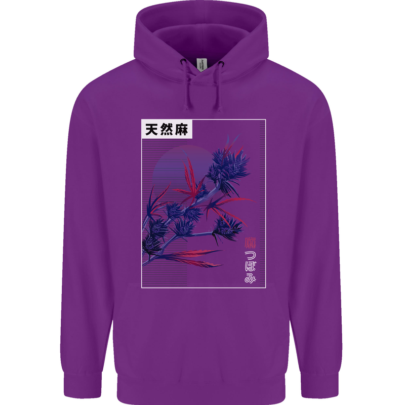 Cannabis Vaporwave Drugs Marijuana Weed Childrens Kids Hoodie Purple