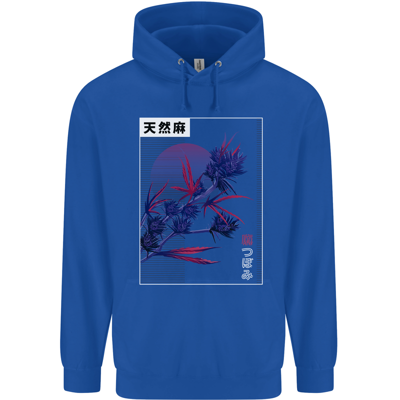 Cannabis Vaporwave Drugs Marijuana Weed Childrens Kids Hoodie Royal Blue