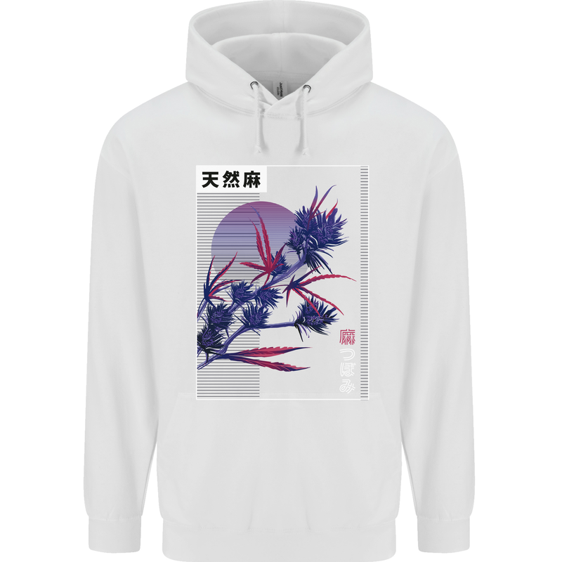 Cannabis Vaporwave Drugs Marijuana Weed Childrens Kids Hoodie White