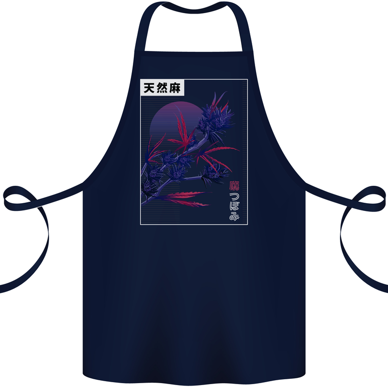 Cannabis Vaporwave Drugs Marijuana Weed Cotton Apron 100% Organic Navy Blue