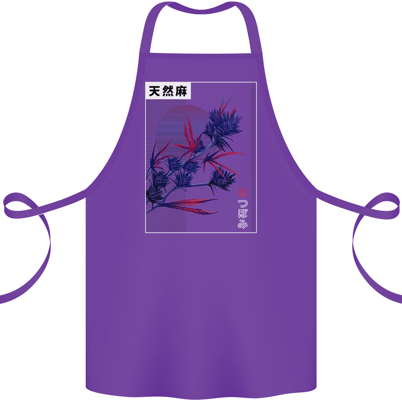 Cannabis Vaporwave Drugs Marijuana Weed Cotton Apron 100% Organic Purple