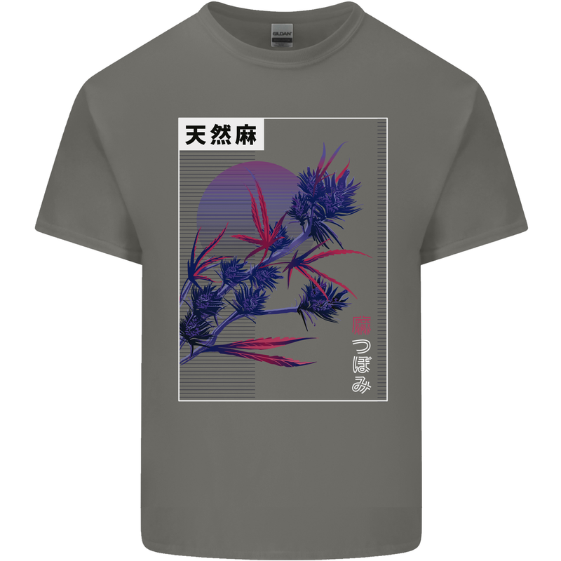 Cannabis Vaporwave Drugs Marijuana Weed Kids T-Shirt Childrens Charcoal